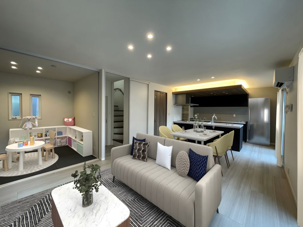 スマートハイムプレイス千波ⅤNo3_LDK(26年1月撮影)
※家具、インテリア等はCGによるイメージです スマートハイムプレイス千波ⅤNo3_LDK